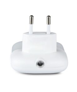 LED Φωτιστικό Νυκτός Τετράγωνο Λευκό με Αισθητήρα Νύχτας-Μέρας με 2xUSB Θύρες Φόρτισης 0.5W V-TAC PRO Samsung Chip 10lm Θερμό Λευκό 3000K – 507