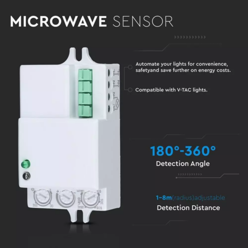 Ανιχνευτής κίνησης Microwave Max 300W Λευκό V-TAC – 5078