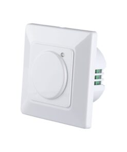 Περιστροφικός διακόπτης ρύθμισης φωτεινότητας σε λευκό χρώμα, για άνετο έλεγχο φωτισμού χώρων.