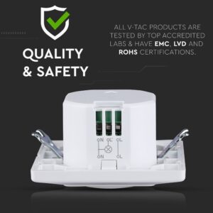 Ρευματοδότης V-TAC, ασφαλής με πιστοποιήσεις EMC, LVD, RoHS, για ποιότητα και αντοχή.
