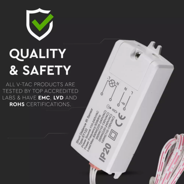 Ανιχνευτής κίνησης χεριού IR Max 300/500W Λευκό V-TAC – 5084