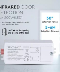 Ανιχνευτής κίνησης πόρτας IR Max 300/500W Λευκό V-TAC – 5085