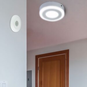 Οροφής φωτιστικό LED με κυκλικό σχεδιασμό, ιδανικό για εσωτερικούς χώρους, μοντέρνα και κομψή κατασκευή.