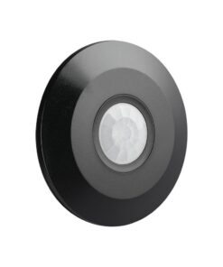 Αισθητήρας κίνησης οροφής σε μαύρο χρώμα για αυτόματο έλεγχο φωτισμού, κυκλικός με ανιχνευτή PIR.