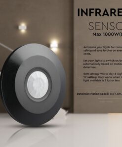 Αισθητήρας υπερύθρων 1000W με παρακολούθηση κίνησης και ρυθμίσεις ημέρας/νύχτας. Έως 1,5m/s ταχύτητα ανίχνευσης.