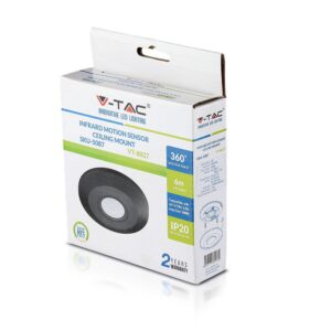 V-TAC αισθητήρας κίνησης οροφής, 360° κάλυψη, IP20, εμβέλεια 6μ, συμβατός με LED VT-8027.