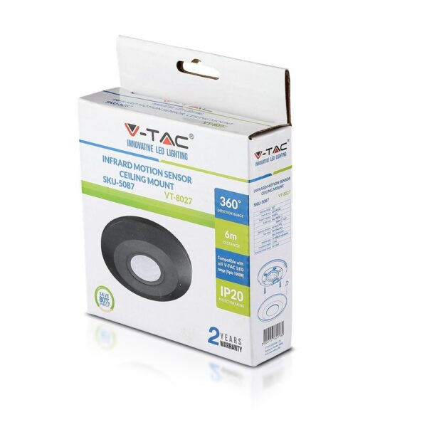 V-TAC αισθητήρας κίνησης οροφής, 360° κάλυψη, IP20, εμβέλεια 6μ, συμβατός με LED VT-8027.