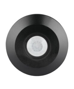 Αισθητήρας κίνησης τοίχου μαύρος, κυκλικός σχεδιασμός για παρακολούθηση χώρου και ενεργειακή αποδοτικότητα.