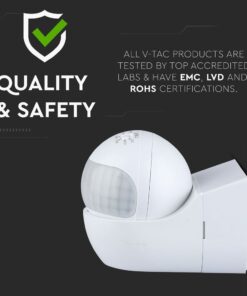 Αισθητήρας κίνησης V-TAC, τοίχου, λευκός, με πιστοποιήσεις EMC, LVD, ROHS, για ασφάλεια χώρων.