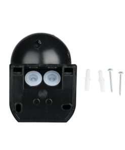 Ψεύτικη κάμερα ασφαλείας μαύρου χρώματος με στηρίγματα τοίχου για αποτροπή κλοπών.