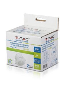 Με αισθητήρα κίνησης 360°, LED φως οροφής V-TAC, IP20, 6μ εμβέλεια, μοντέλο VT-8029, εγγύηση 2 ετών.