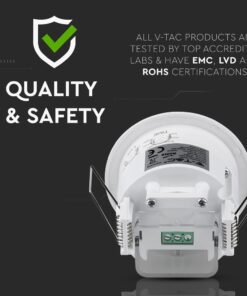 LED φωτιστικό V-TAC, στρογγυλό, λευκό χρώμα, για εντοιχισμό, με πιστοποίηση EMC, LVD, ROHS.