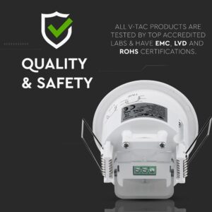 LED φωτιστικό V-TAC, στρογγυλό, λευκό χρώμα, για εντοιχισμό, με πιστοποίηση EMC, LVD, ROHS.