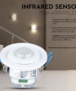 Ανιχνευτής Κίνησης Οροφής Υπερύθρων SPOT Ρυθμιζόμενος Χωνευτός Λευκός V-TAC – 5091