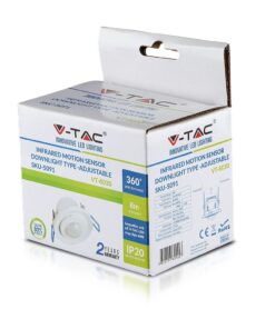 Ανιχνευτής Κίνησης Οροφής Υπερύθρων SPOT Ρυθμιζόμενος Χωνευτός Λευκός V-TAC – 5091