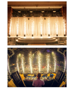 GloboStar® 51148 SIRENS Επαγγελματική Επιδαπέδια Μηχανή Cold Sparkle Machine – Fountain Εφέ με Άκαυστες Σπίθες 600W AC 220V-240V DMX512 Display on Body – Μαύρο – L18 x W16.5 x H24cm