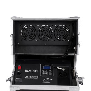 GloboStar® 51170 MERMAID Επαγγελματική Επιδαπέδια Μηχανή Double Haze Machine – Διπλού Εφέ Ομίχλης-Νέφωσης 600W AC 220V-240V DMX512 Display on Body & Ασύρματο Χειριστήριο σε Flight Case – Μαύρο – L49.5 x W38 x H45cm