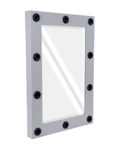 GloboStar® MAKEUP MIRROR-60×90-3 Μοντέρνος Καθρέπτης Μακιγιάζ με Πλαίσιο Φυσικού Ξύλου με Διακόπτη On/Off 10 x E27 AC220-240V – Μ60 x Π7 x Υ90cm – Γκρι Τσιμέντου