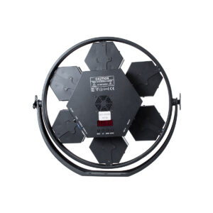 GloboStar® 51195 HALO HEXA Επαγγελματικό Φωτιστικό Ειδικών Εφέ DIGITAL MATRIX PIXEL & Blinder – 7 x 50W LED COB Chips Ultra Gold Warm White 2200K & 168 x 0.5W LED SMD5050 Chips RGB – AC 220V-240V DMX512 Display on Body – Μαύρο – Μ50 x Π10.5 x Υ47cm