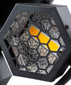 GloboStar® 51195 HALO HEXA Επαγγελματικό Φωτιστικό Ειδικών Εφέ DIGITAL MATRIX PIXEL & Blinder – 7 x 50W LED COB Chips Ultra Gold Warm White 2200K & 168 x 0.5W LED SMD5050 Chips RGB – AC 220V-240V DMX512 Display on Body – Μαύρο – Μ50 x Π10.5 x Υ47cm