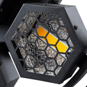 GloboStar® 51195 HALO HEXA Επαγγελματικό Φωτιστικό Ειδικών Εφέ DIGITAL MATRIX PIXEL & Blinder – 7 x 50W LED COB Chips Ultra Gold Warm White 2200K & 168 x 0.5W LED SMD5050 Chips RGB – AC 220V-240V DMX512 Display on Body – Μαύρο – Μ50 x Π10.5 x Υ47cm
