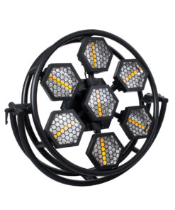 GloboStar® 51196 HALO HEXA Επαγγελματικό Φωτιστικό Ειδικών Εφέ DIGITAL MATRIX PIXEL & Blinder – 7 x 100W LED COB Chips Ultra Gold Warm White 2200K & 168 x 0.5W LED SMD5050 Chips RGB – AC 220V-240V DMX512 Display on Body – Μαύρο – Μ95 x Π17.5 x Υ78.5cm