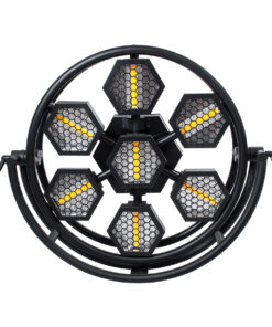 GloboStar® 51196 HALO HEXA Επαγγελματικό Φωτιστικό Ειδικών Εφέ DIGITAL MATRIX PIXEL & Blinder – 7 x 100W LED COB Chips Ultra Gold Warm White 2200K & 168 x 0.5W LED SMD5050 Chips RGB – AC 220V-240V DMX512 Display on Body – Μαύρο – Μ95 x Π17.5 x Υ78.5cm