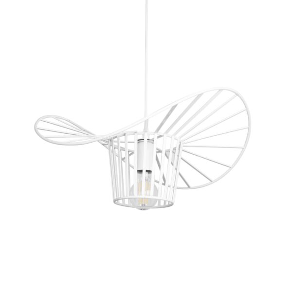 GloboStar® LUMINOVA 61463 Μοντέρνο Κρεμαστό Φωτιστικό Πλέγμα Μονόφωτο 1 x E27 IP20 Λευκό Σχοινί με Λευκό Σύρμα – Μ42 x Π42 x Υ20.5cm
