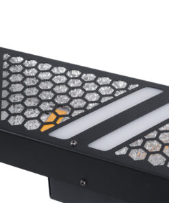 GloboStar® 51200 HALO HEXA Επαγγελματικό Φωτιστικό Ειδικών Εφέ DIGITAL MATRIX PIXEL & Blinder – 5 x 50W LED COB Chips Ultra Gold Warm White 2200K & 90 x 0.5W LED SMD5050 Chips RGB – AC 220V-240V DMX512 Display on Body – Μαύρο – Μ100 x Π13 x Υ10.5cm – 2 Χρόνια Εγγύση