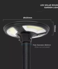 Ηλιακό φωτιστικό κήπου LED 7.5W IP65 Ψυχρό λευκό 6500K με μαύρο σώμα και αισθητήρα RF και χειριστήριο V-TAC – 5151