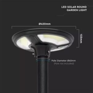 Ηλιακό φωτιστικό κήπου LED 7.5W IP65 Ψυχρό λευκό 6500K με μαύρο σώμα και αισθητήρα RF και χειριστήριο V-TAC – 5151