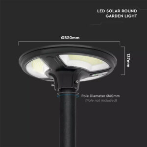Ηλιακό Φωτιστικό για κολώνα Κήπου LED 10W 6500K Μαύρου Χρώματος με Αισθητήρα RF και Χειριστήριο IP65 V-TAC – 5153