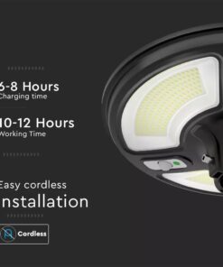 Ηλιακό Φωτιστικό για κολώνα Κήπου LED 10W 6500K Μαύρου Χρώματος με Αισθητήρα RF και Χειριστήριο IP65 V-TAC – 5153