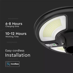 Ηλιακό Φωτιστικό για κολώνα Κήπου LED 10W 6500K Μαύρου Χρώματος με Αισθητήρα RF και Χειριστήριο IP65 V-TAC – 5153