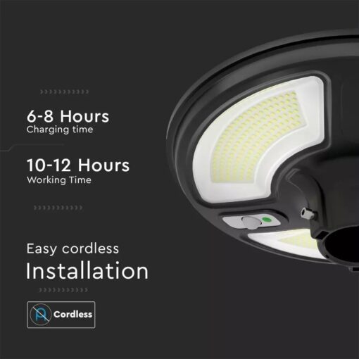 Ηλιακό Φωτιστικό για κολώνα Κήπου LED 10W 6500K Μαύρου Χρώματος με Αισθητήρα RF και Χειριστήριο IP65 V-TAC – 5153