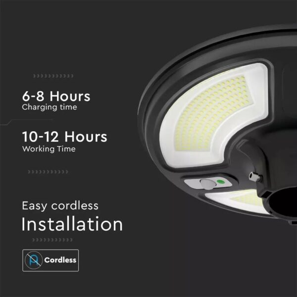 Ηλιακό Φωτιστικό για κολώνα Κήπου LED 10W 6500K Μαύρου Χρώματος με Αισθητήρα RF και Χειριστήριο IP65 V-TAC – 5153