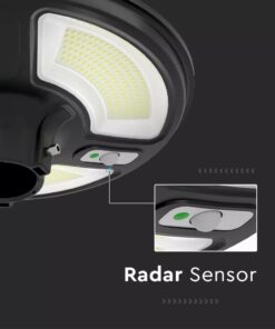Ηλιακό Φωτιστικό για κολώνα Κήπου LED 10W 6500K Μαύρου Χρώματος με Αισθητήρα RF και Χειριστήριο IP65 V-TAC – 5153