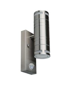 Εξωτερικό επιτοίχιο φωτιστικό 2 x GU10 Στρογγυλό Satin Nickel με αισθητήρα V-TAC – 5157