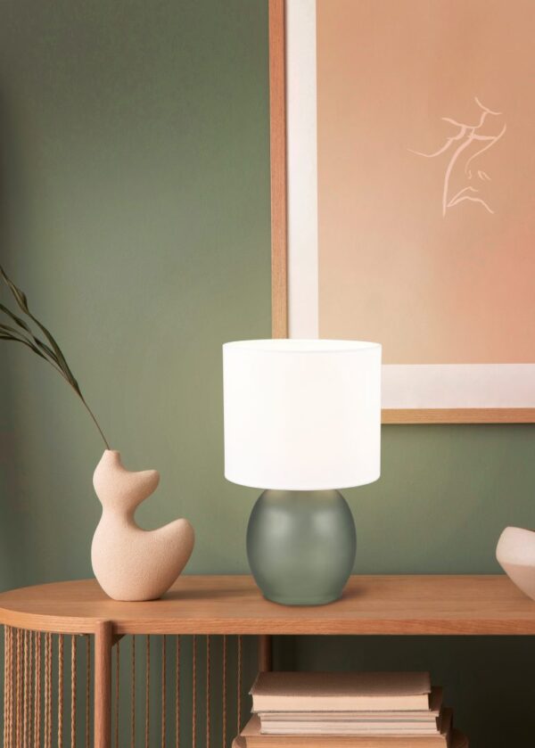 Πορτατίφ Trio Lighting 1x E14 Πράσινο Γυαλί με Λευκό Αμπζουρ – 517900115