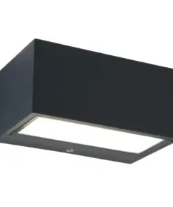 Lutec Gemini Square Small Φωτιστικό Τοίχου Up&Down Εξωτερικού Χώρου Σκούρο Γκρι LED 500lm 4000K IP54 – 5189102118