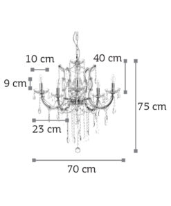 InLight Κρεμαστό φωτιστικό από χρώμιο μέταλλο γυαλί και κρύσταλλα 6XE14 D:70cm (5244-6-Χρώμιο)