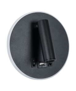 GloboStar® LADY-R 60938 Μοντέρνο Φωτιστικό Τοίχου – Απλίκα Ξενοδοχείου Bed Side LED 6W 600lm 36° & 360° AC 220-240V – Reading Light & Κρυφός Φωτισμός – Φορτιστής USB 3A – Φ15 x Υ7cm – Φυσικό Λευκό 4500K – Μαύρο – 3 Χρόνια Εγγύηση