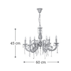 InLight Κρεμαστό φωτιστικό από μέταλλο σε μπεζ πατίνα και κρύσταλλα 6XE14 D:60cm (5303-6)