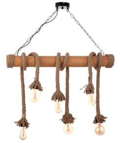 InLight Κρεμαστό φωτιστικό από καφέ σχοινί και μπαμπού (5307-6)