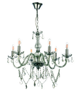 InLight Κρεμαστό φωτιστικό από διάφανο γυαλί και κρύσταλλα 6XE14 D:68cm (5314-6-CLEAR)