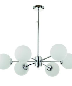 InLight Κρεμαστό φωτιστικό από χρώμιο μέταλλο και λευκή οπαλίνα 6XG9 D:55cm (5321-6)