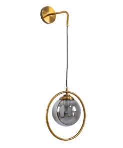 GloboStar® VIENNA 00923 Μοντέρνο Φωτιστικό Τοίχου Απλίκα Μονόφωτο Χρυσό Μεταλλικό Γυάλινο Μπάλα με Ρυθμιζόμενη Ανάρτηση Μ25 x Π23 x Υ27cm