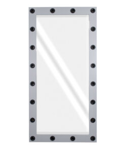 GloboStar® MAKEUP MIRROR-160×80-3 Μοντέρνος Καθρέπτης Μακιγιάζ με Πλαίσιο Φυσικού Ξύλου με Διακόπτη On/Off 20 x E27 AC220-240V – Μ80 x Π7 x Υ160cm – Γκρι Τσιμέντου
