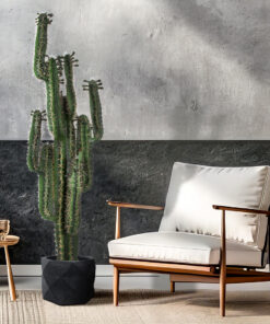 GloboStar® Artificial Garden GENOVA 20726 Επιδαπέδιο Πολυεστερικό Τσιμεντένιο Κασπώ Γλάστρα – Flower Pot Μαύρο Φ40 x Υ30cm