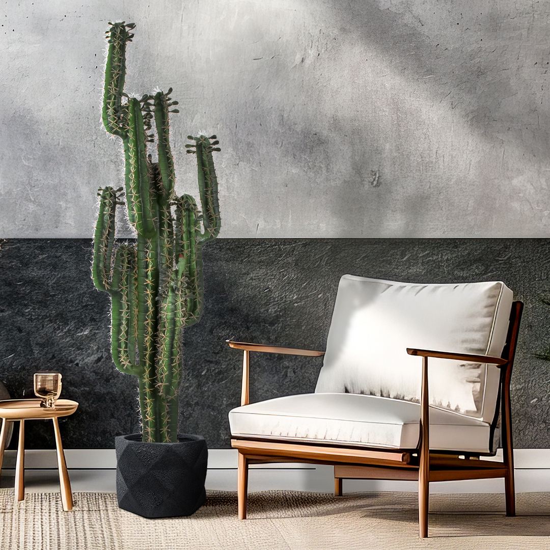 GloboStar® Artificial Garden GENOVA 20726 Επιδαπέδιο Πολυεστερικό Τσιμεντένιο Κασπώ Γλάστρα – Flower Pot Μαύρο Φ40 x Υ30cm